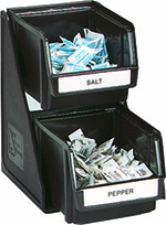 Vollrath 4840-06 Self Serve Condiment Set, 2-Tier/Bins, Clips, Black Plastic