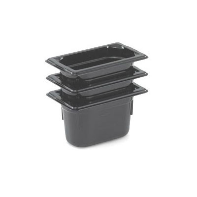 Vollrath 8094420 Super Pan III, Ninth Size Pan, Black Plastic, 4 in Deep
