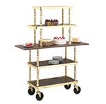 Vollrath 97009 Sculptra Pastry Trolley, 5 Wood Shelves Brass, 46 L x 16 W x 57-1/4 in H