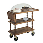 Vollrath 97037 L Elegance Dessert Cart w Dome, Wood, 9 in Clear Cover, 3 Shelves