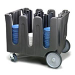 Vollrath ADC-10 Dish Caddy, Dual Side Handles & Cover, 9-Stacks, Casters, Black
