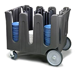 Vollrath ADC-14 Dish Caddy, Dual Side Handles & Cover, 13-Stacks, Casters, Black