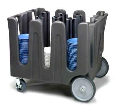 Vollrath ADC-8 Dish Caddy w/ Dual Side Handles & Cover, 8-Posts, Casters, Black