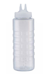 Vollrath 2332-13 Twin Tip Squeeze Bottle w/ Wide Mouth, 32-oz, Clear
