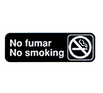 Vollrath 4589 No Smoking No Fumar Sign, 3 x 9-in, White-On-Black