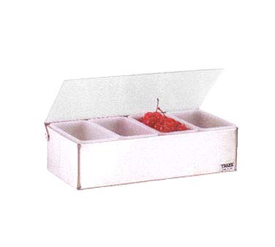 Vollrath 4701 4-Pt Condiment Dispenser - 12x6x3-1/4", Plastic Lid, Stainless