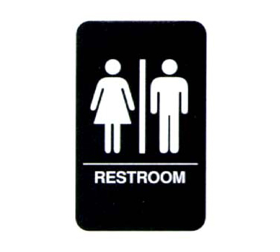 Vollrath 5633 6x9" Restroom Sign - Braille, White on Black