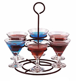 Vollrath WR-1026-06 Circular Wire Stemware Flight Caddy - Holds 6 Glasses, Black