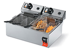 Vollrath 40708 Countertop Fryer - Double 10-lb Pots, Thermostat, Stainless 220v