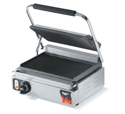 Vollrath 40794 Panini Sandwich Press - Smooth, Cast-Iron Plates, Thermostat, Stainless 120v