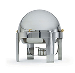 Vollrath 48770 6-qt Round Chafer - Roll-Top, Brass Accent, Silverplated