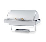 Vollrath 48758 9-qt Retractable Rectangle Chafer Drop-In - Brass Accent, Silverplated