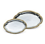 Vollrath 47265 Oval Serving Tray - Brass Accent, 18-1/8x13