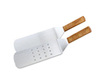 Vollrath 48082 14" Perforated Hamburger Turner - Wood Handle, Chrome Stainless