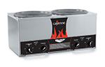 Vollrath 72028 Twin 7-qt Countertop Well Cooker/Warmer - Thermostat, Stainless 120v