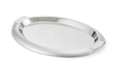 Vollrath 82061 Oval Serving Tray with Handles - 17-5/8x13" Stainless