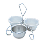 Vollrath 99615 3-Way Utility Server with Rack - (3)6-oz Stainless Bowls with Covers, Stainless