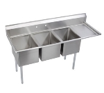 Elkay 3C18X24-R-18X Sink w/ 18-in Right Drainboard, (3)18 X 24 X 12-in