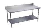 Elkay BWT24S48-BSX Work Table w/ Backsplash & Stainless Steel Undershelf, 24 X 48-in