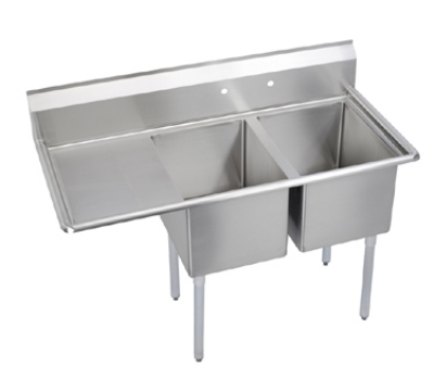 Elkay E2C20X20-L-20X E-Series Sink w/ (2) 20 X 20 X 12-in, 9-in Splash & L Drainboard