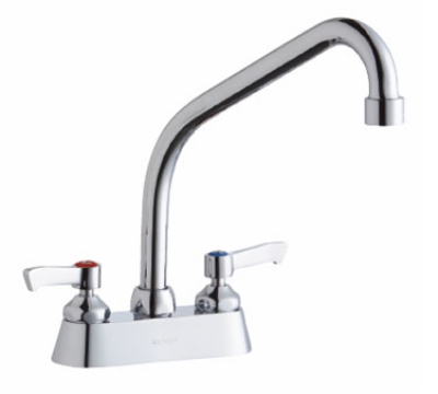 Elkay LK406HA08T6 Deck Mount Faucet w/ 4-in Center, 8-in High Arch Spout, 6-in Handles