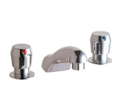 Elkay LK651 Deck Mount Metered Faucet w/ 8-in Center, 2-Handle, Self-Closing