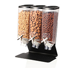 Rosseto Serving Solutions EZ50399 Triple 1-gal Dry Product Dispenser with Stand - 3-gal Capacity, Clear/Black