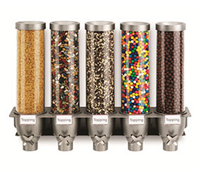 Rosseto Serving Solutions EZ527 Wall-Mount Dry Product Dispenser - (5)1.3-gal Capacity, Clear