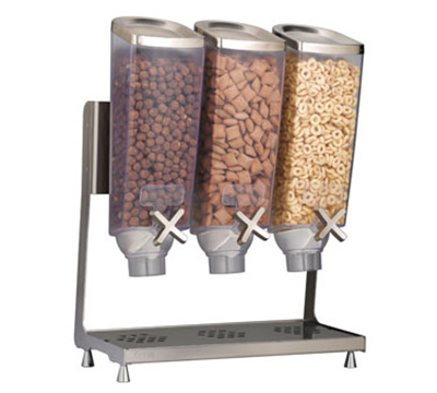 Rosseto Serving Solutions EZP2135 Dry Product Dispenser with Stand - (3)1-gal Capacity, Clear/Stainless