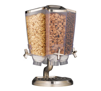 Rosseto Serving Solutions EZP2753 Dry Product Dispenser with Stand - (4)1-gal Capacity, Clear/Stainless
