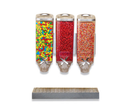 Rosseto Serving Solutions EZP2906 Wall-Mount Candy Dispenser - (3)1-gal Capacity, Clear