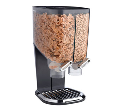Rosseto Serving Solutions EZS1074 Dry Product Divided Dispenser with Stand - 2-1/5-gal Capacity, Clear/Black
