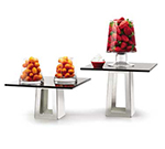 Rosseto Serving Solutions SK005 4-Piece Pyramid Riser Display Set - Stainless/Black Glass