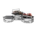 Rosseto Serving Solutions SK012 6-Piece Centerpiece Riser Display Set - Stainless/Black Glass