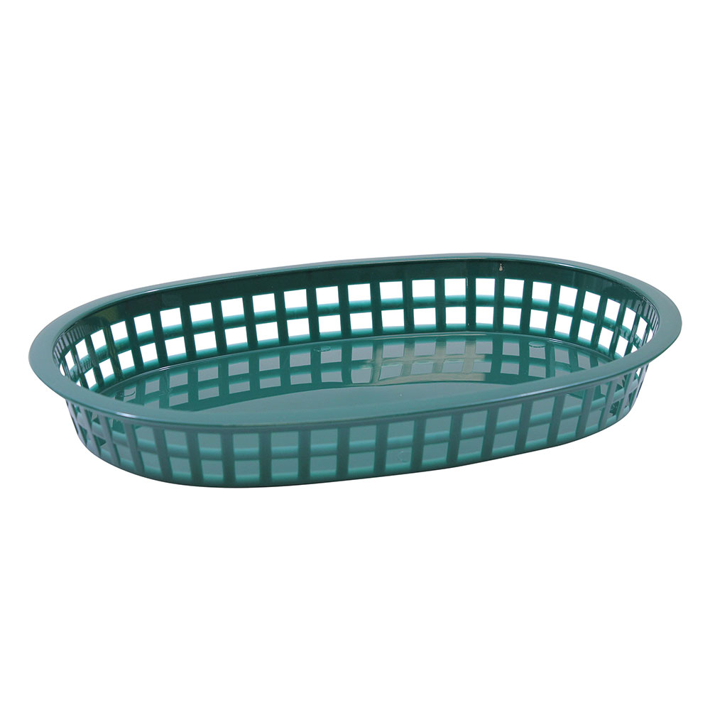 Tablecraft 1076FG Chicago Platter Basket, 10.5 x 7 x 1.5-in, Oval, Forest Green