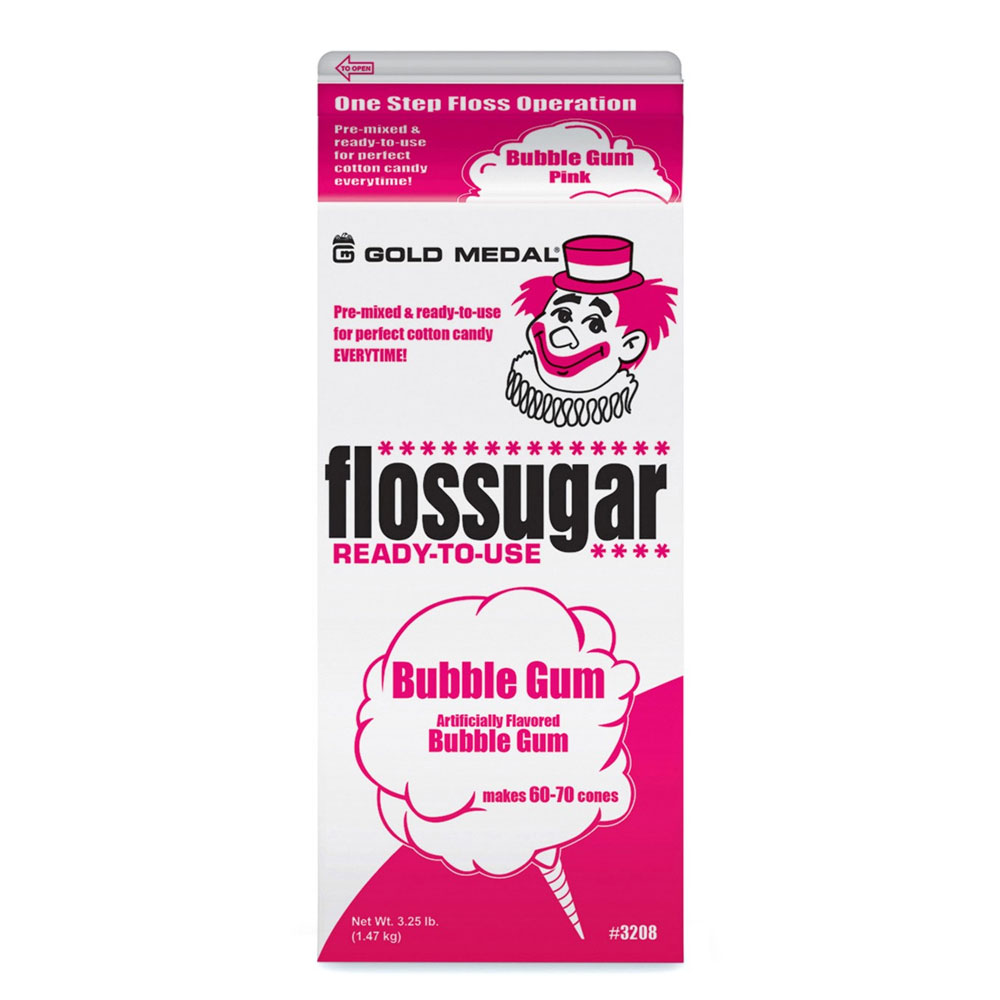 Gold Medal 3208 Bubble Gum Flossugar, (6) 0.5-gal Cartons/Case
