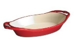 Lodge E2OC40 Cast Iron Enamel Oval Casserole Dish, 2 quarts, Patriot Red