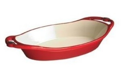 Lodge E2OC40 Cast Iron Enamel Oval Casserole Dish, 2 quarts, Patriot Red