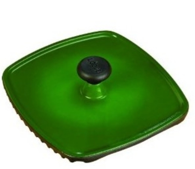 Lodge ECPP53 Cast Iron Enamel Panini Press, 8 in Square, Emerald Green
