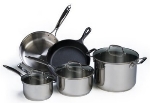 Lodge SC90SET Cookware Set: 4-Stainless w/ Glass Lids & 1-Cast Iron