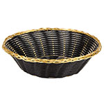 Update International BBV-8R 8 in x 2-1/2 in Bread Basket, Black/Gold Round