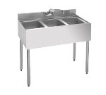 Krowne 21-33 Underbar 3-Compartment Sink Unit, 1-in Corner Drain, 36 x 21-in