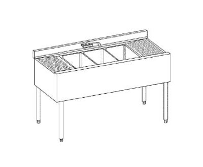Krowne 21-42R Under Bar Sink - (2) 10x14x9.75" Bowl, Faucet, Left Drainboard, 48x21