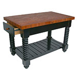 John Boos CHY-TUSI5432225EG BK Tuscan Island w/ Cherry Edge Grain Top & 2-Drawers, 54x32x1.75-in, Black