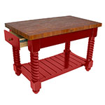 John Boos CHY-TUSI5432225EG BN Tuscan Island w/ Cherry Edge Grain Top & 2-Drawers, 54x32x1.75-in, Barn Red