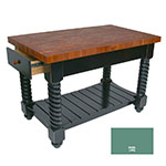 John Boos CHY-TUSI5432225EG BS Tuscan Island w/ Cherry Edge Grain Top & 2-Drawers, 54x32x1.75-in, Basil Green