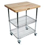 John Boos MET-MWC-2 Mobile Cart - Maple Top, Adjustable Shelves, 21x33x36