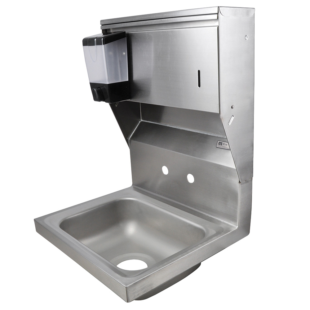 John Boos PBHS-W-1410-SDTD Splash Mount Hand Sink w/ Dispensers, 4-in On-Center, 14 x 10 x 5-in Bowl