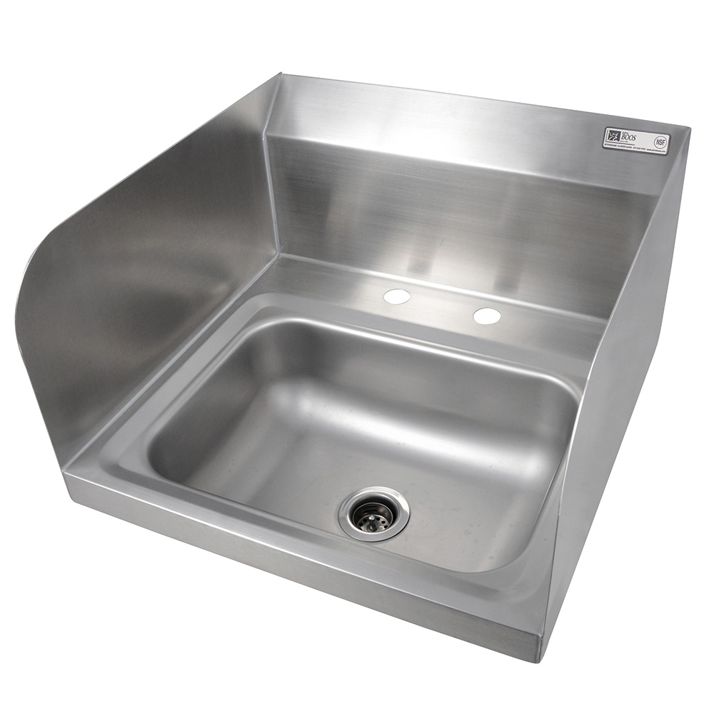 John Boos PBHS-W-1410-SSLR Splash Mount Hand Sink w/ 2-Side Splash, 4-in On-Center, 14 x 10 x 5-in Bowl