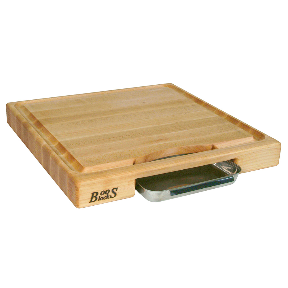 John Boos PM18180225-P Cutting Board Gift Collection w/ Pan & Maple Edge Grain, 18x18x2.25-in